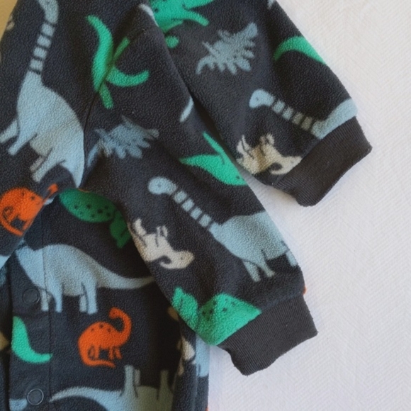 child of mine by carter's newborn dinosaur fleece snap footie sleeper pajamas - Picture 4 of 5